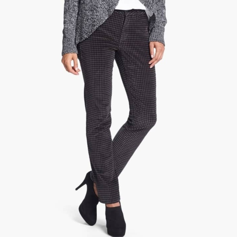 NYDJ Checkered Skinny Jeans in Black and Brown